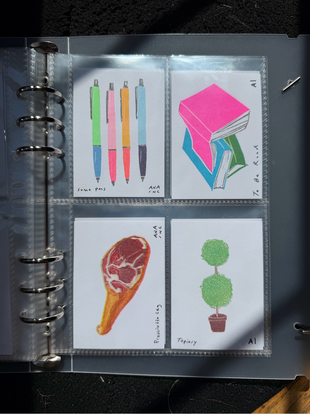 Ana Inciardi Mini Prints Pack - Some Pens, Prosciutto Leg, Topiary, To Be Read